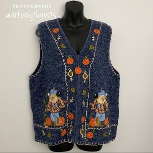 NEW! White Stag Fall Scarecrow Zip Up Sweater Vest
